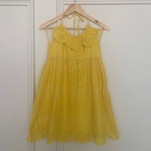 Tibi eyelet halter dress with scalloped hem